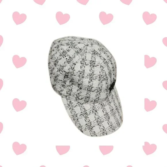 Karl Lagerfeld Paris Adjustable Black and White Tweed Hat NWT - Picture 5 of 7